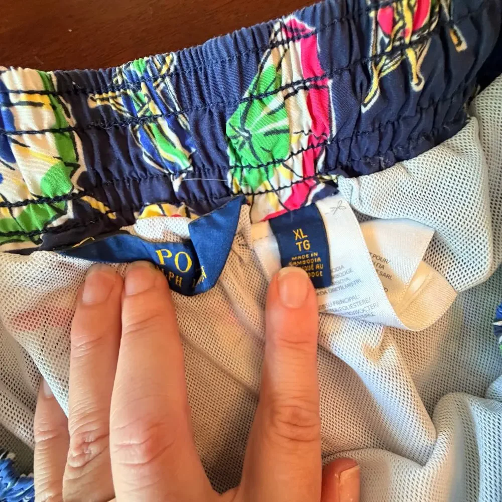 Polo Ralph Lauren Traveler Classic Swim Trunk 5.75 XL Umbrella Bear logo lined
